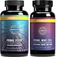 Primal Harvest Brain Boost & Vision Supplements for Women and Men Vision and Eye Support Complex with Lutein, Zeaxanthin Bundle