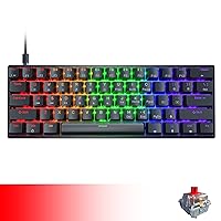 DIERYA DK61SE Wired 60% Percent Mechanical Keyboard, RGB Backlit, 61 Anti-Ghosting Keys Ultra-Compact Gaming Mini Keyboard with Red Linear Switch USB-C for Windows Laptop PC Gamer Typist (Renewed)