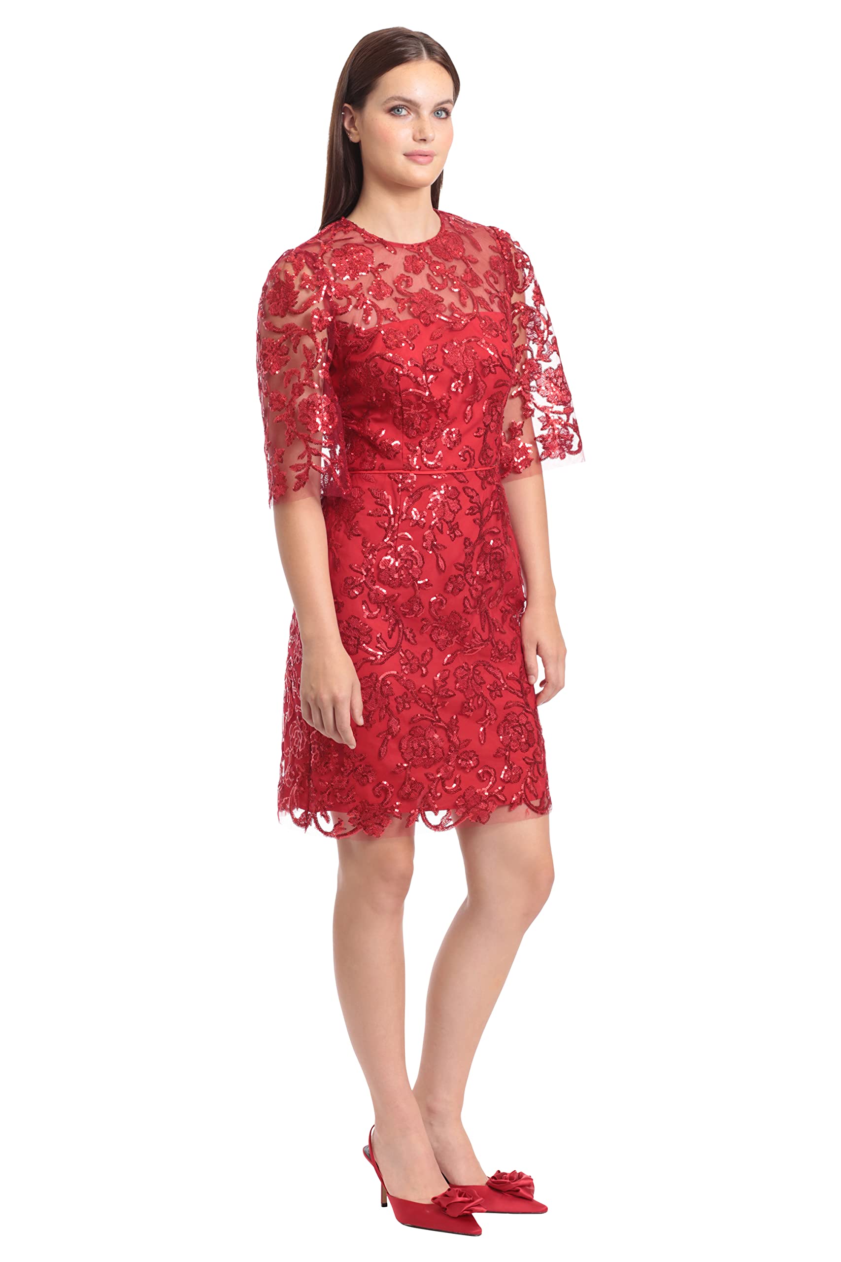 Maggy London Women's Holiday Embroidered Dress Embroidery Occasion Event Party Guest of