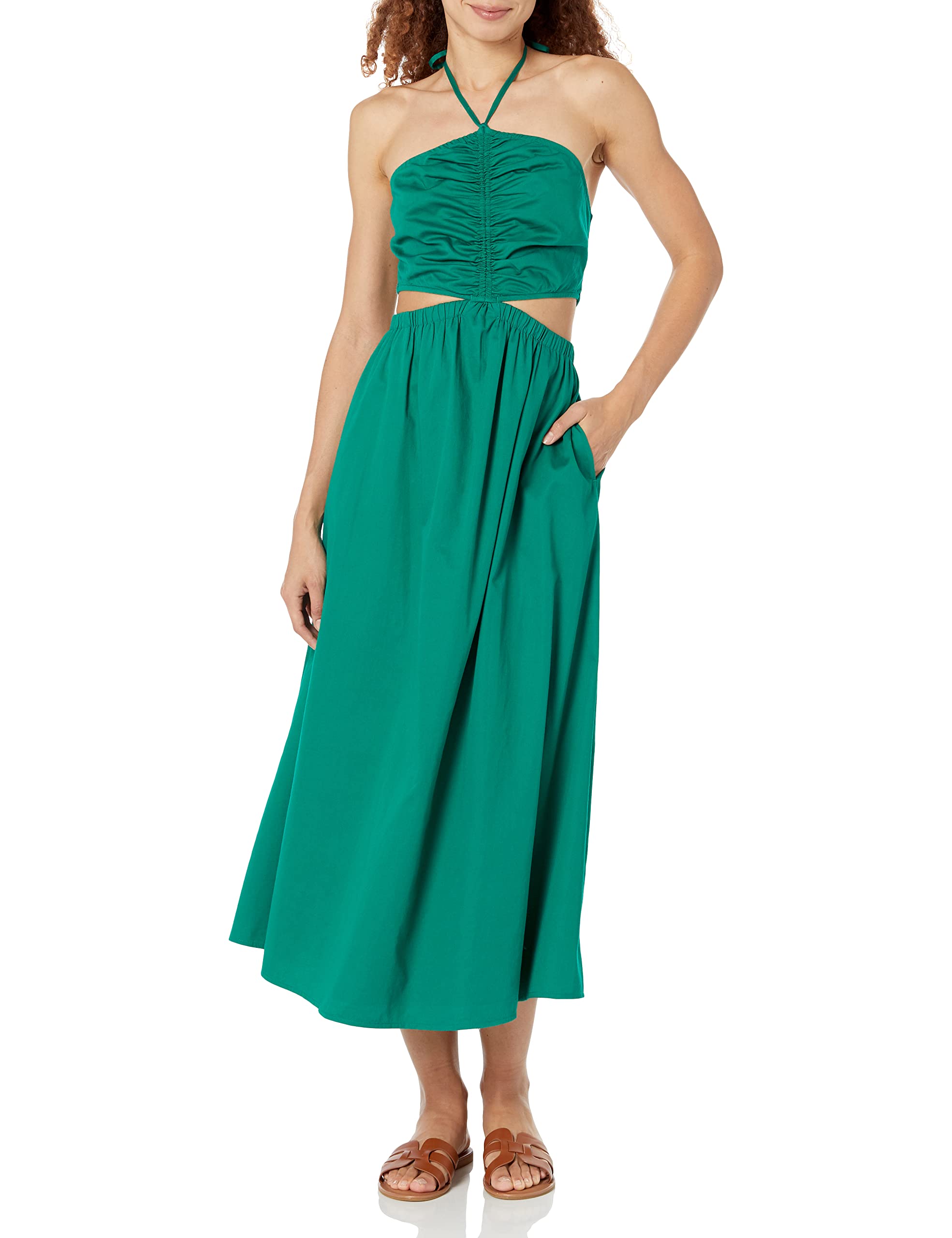The Drop Women's Brinda Cotton Cutout Halter Maxi Dress