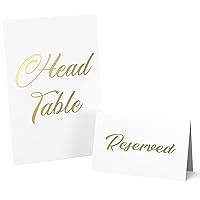 Gold Foil Table Numbers 1-30 with Gold Reserved Signs (25 pack)