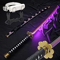 Light Up Roronoa Zoro Sword - 40-Inch Light Saber Sword with Rechargeable Battery - Full Kit with Sword Stand and Belt
