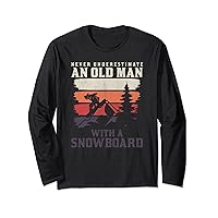 Funny Old Man Snowboarding Snowboard Lover Snowboarder Hobby Long Sleeve T-Shirt