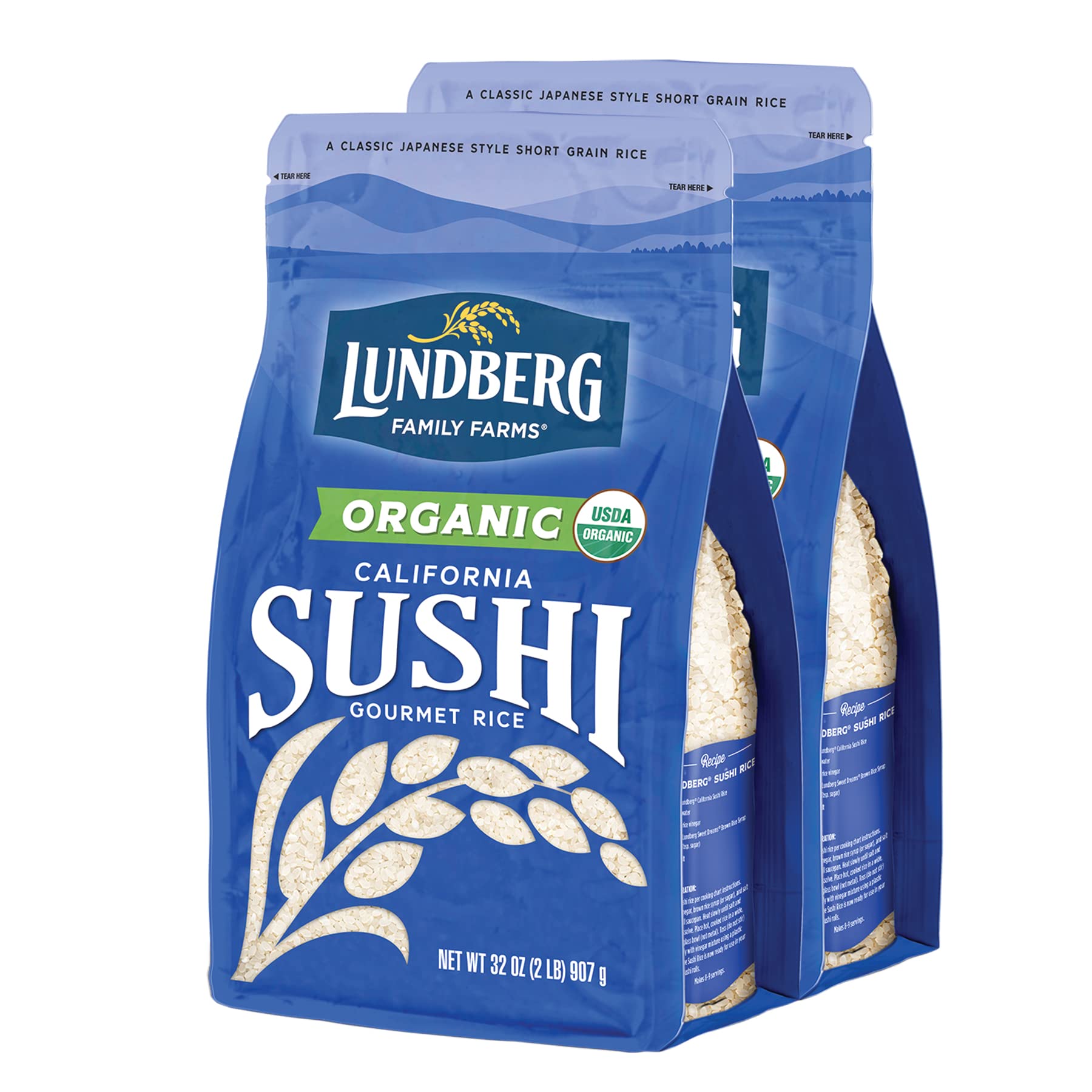 Lundberg Family Farms - Organic California Sushi Rice, Japanese Style Short Grain Rice, Perfectly Sticky, Pantry Staple, Non-GMO, Gluten-Free, USDA...