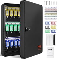 VEVOR Cabinet Safe with Combination Lock, Digital Security Storage Box Steel Organizer with Adjustable Racks, 48 pcs Colorful Key Tags and A Record Card for School, Office, Hotel, Black