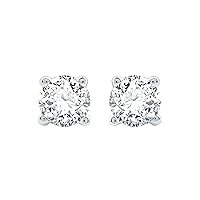 Gilded 1/4 ct. T.W. Round Lab Diamond (SI1-SI2 Clarity, F-G Color) and Sterling Silver Stud Earrings