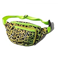 PattyCandy Green Yellow Leopard Print Fanny Pack for Running Walking Traveling