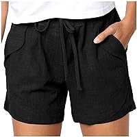 Women's Casual Shorts Elastic Waist Drawstring Shorts Lightweight Baggy Shorts with Pockets Summer Lounge Shorts