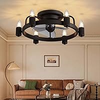 Ceiling Fans with Lights, Low Profile Ceiling Fan with Light, 20 in Flush Mount Ceiling Fan with Remote, 6 Speed, 1/2/4H Timer, Farmhouse Rustic Vintage Ceiling Fan for Kitchen, Bedroom