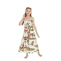 Girl Hawaiian Maxi Tiered Dress in Rafelsia Cream