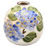 Kyoto Ware Kiyomizu Pottery, Shunyama Kiln Bean Vase (Comes in a Gift Box), Color Picture, Five Grass Flowers, Hydrangea