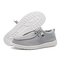 Lightweight Winter Boat Shoes for Women, Warm Women Casual Slip-on Loafers, Faux Fur-Lined Womens Deck Shoes, Women's Lace Up Loafers, Comfortable Canvas Warm for Women Shoes