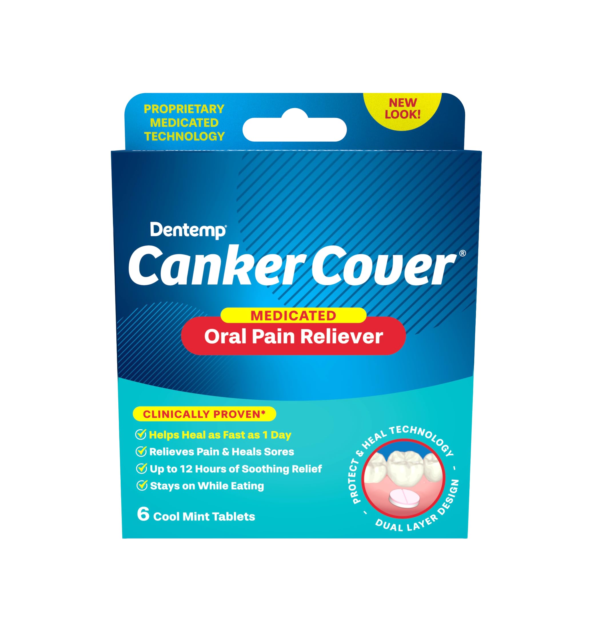 Dentemp Canker Cover - Canker Sore Medicine Pain Reliever (6 Counts) - Canker Sore Treatment to Relieve Canker Pain, Mouth Sores & Mouth Irritation - Fast Acting Relief