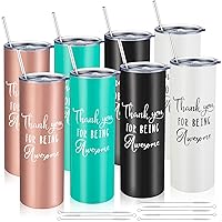 8 Set 20 oz Thank You Gifts for Women, Thank You for Being Awesome Travel Tumbler, Insulated Stainless Steel Tumbler with Lid and Straw for Coworker Friends teacher emploee (Delicate Color)