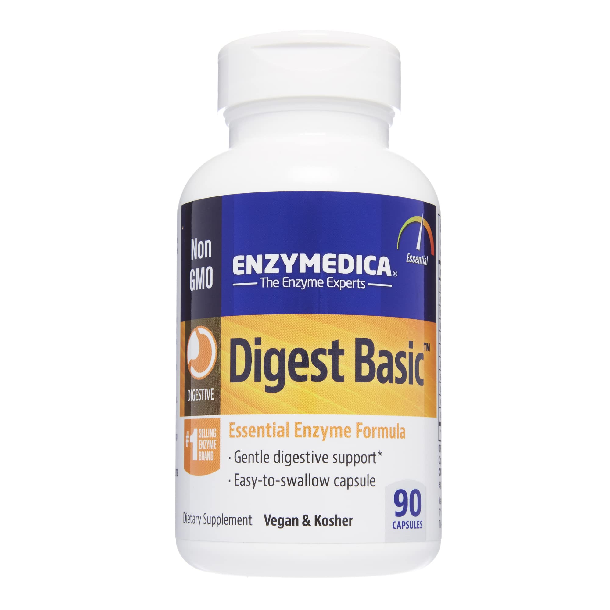 Enzymedica Digest Basic, Essential Enzyme Formula, Gentle Meal Digestion, Reduces Gas and Bloating, 90 Capsules