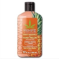 Hempz Body Wash - Sweet Pineapple & Honey Melon - Hydrating for Sensitive Skin, Scented, Exfoliating with Shea Butter, Pure Hemp Seed Oil, and Algae for Sensitive Skin - 17 fl oz