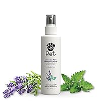 Lavender Mint Detangling Spray for Dogs and Cats, Soothes Moisturizes and Replenishes Dry Unruly Fur, Non-Aerosol, 8-Ounce, clear