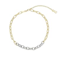 Steve Madden Women's Chain Necklace, One Size, Crystal/Two-tone