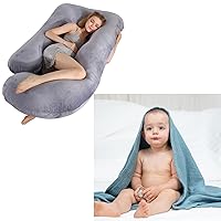 BATTOP Pregnancy Pillows for Sleeping,Muslin Baby Blanket with 6 Layer Cotton