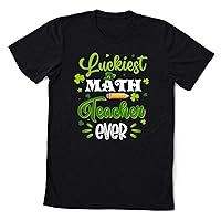 Luckiest Math Teacher Ever Funny Shamrock St Patricks Day T-Shirt, Blessed Teacher, Teacher Gift, Shamrock Shirt