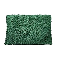 Fashion Culture Women's Eliza Crochet Straw Envelope Clutch, Sea Green