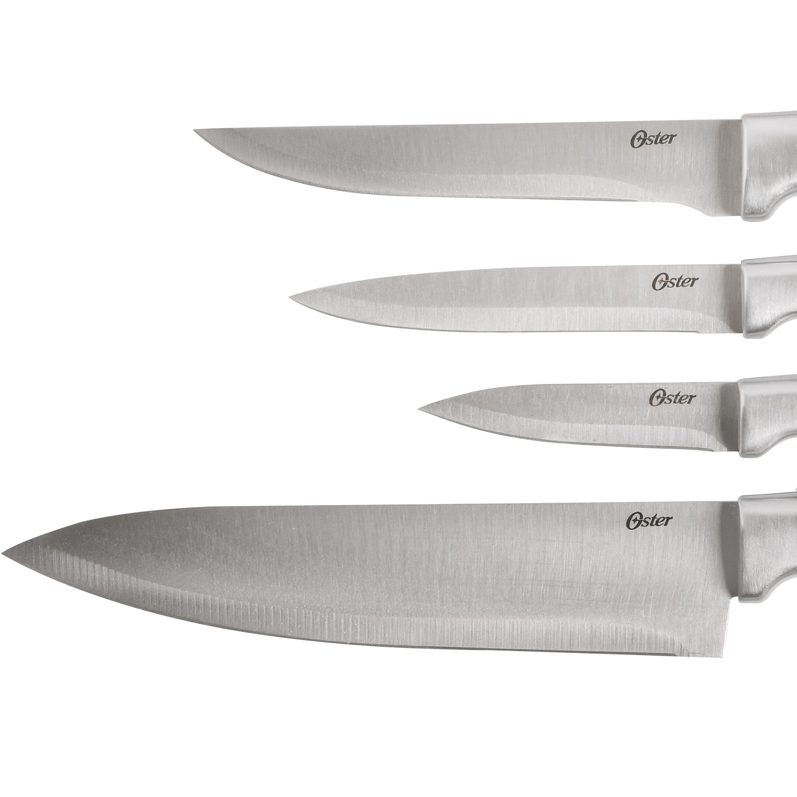 Oster Baldwyn High-Carbon Stainless Steel Kitchen Knife Cutlery Block Set, 22-Piece, Brushed Satin