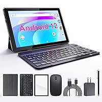 NV10 10.1 Inch Android 12 Tablet with Keyboard, 10 inch Tablets Include Mouse Stylus Tempered Film, 2GB RAM, 32GB ROM, 512GB Expandable Tablet, 8MP Dual Camera, WiFi BT, Google Tablet PC