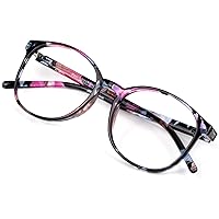 VisionGlobal Blue Light Blocking Glasses for Women/Men, Anti Eyestrain, Computer Reading, Stylish Oval Frame, Anti Glare