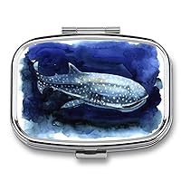 Pill Box Whale Shark Square-Shaped Medicine Tablet Case Portable Pillbox Vitamin Container Organizer Pills Holder with 3 Compartments