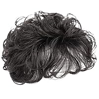 Hair Toppers for Women, Curly Synthetic Hair Topper, 5.1'' Breathable Toppers Hair Pieces, Fluffy Clip in Natural Wig Toppers for Thinning Hair, Black, Hairpieces