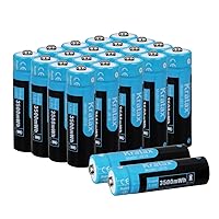 Kratax AA Rechargeable Batteries 3500mWh High Capacity Double A Lithium Battery 1.5V Constant Voltage Output, 1600Cycles, for Xbox Controller,Toys,Remote Controls,Flashlight-22 Pack AA Batteries