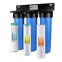 iSpring Whole House Water Filter System, Reduces Sediment, Iron, Hydrogen Sulfide, PFAS, Lead, Chlorine, Chloramine, Manganese, 3-Stage Whole House Water Filtration System, Model: WGB32B-MKS