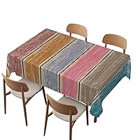 Wood Print tablecloth,60x104 inch,Waterproof Stain Wrinkle Resistant Reusable Print table cover,for kitchen camping birthday dining dinner outdoor-Rectangle Table Clothes for 6 Ft Tables,Multicolor