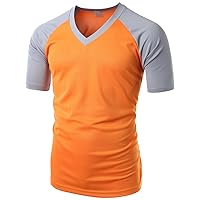 Men's Coolmax Fabric Shoulder Point 2 Tone V Neck Short Sleeve T Shirt