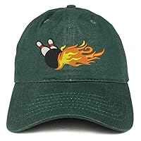 Trendy Apparel Shop Flaming Bowling Embroidered Unstructured Cotton Dad Hat