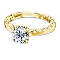 Kobelli One Carat Diamond Solitaire Filigree Engraved Ring