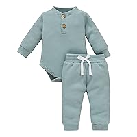 Ledy Champswiin Winter Newborn Baby Boy Girl Clothes Set Ribbed Outfits Unisex Infant Solid Long Sleeve Tops Pants 2PCS