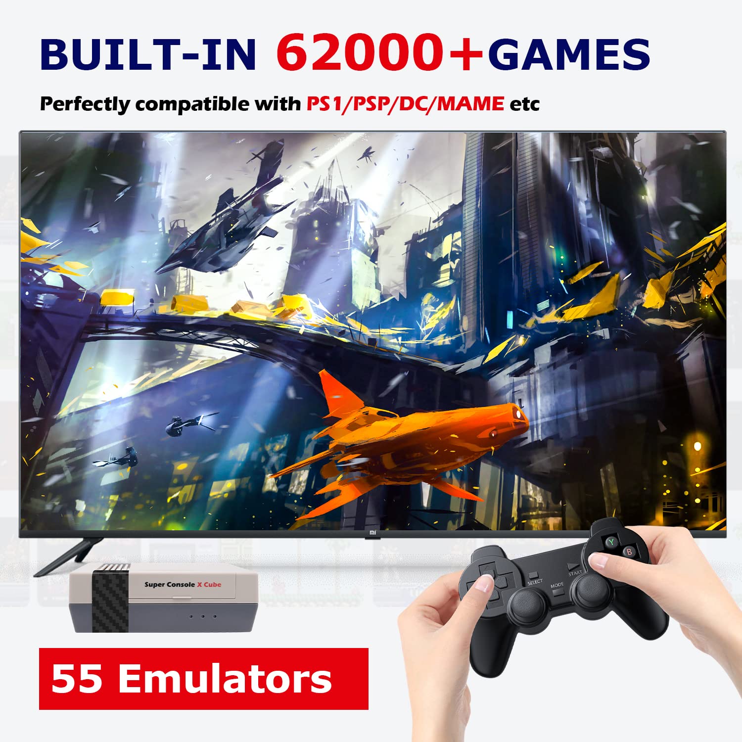 62,000+ Retro Games,Super Console X Cube Pro Gaming Console Mini Game Emulator Support 4K TV Output,Up to 4 Players,LAN/WiFi,Best Gifts for Men/Adult