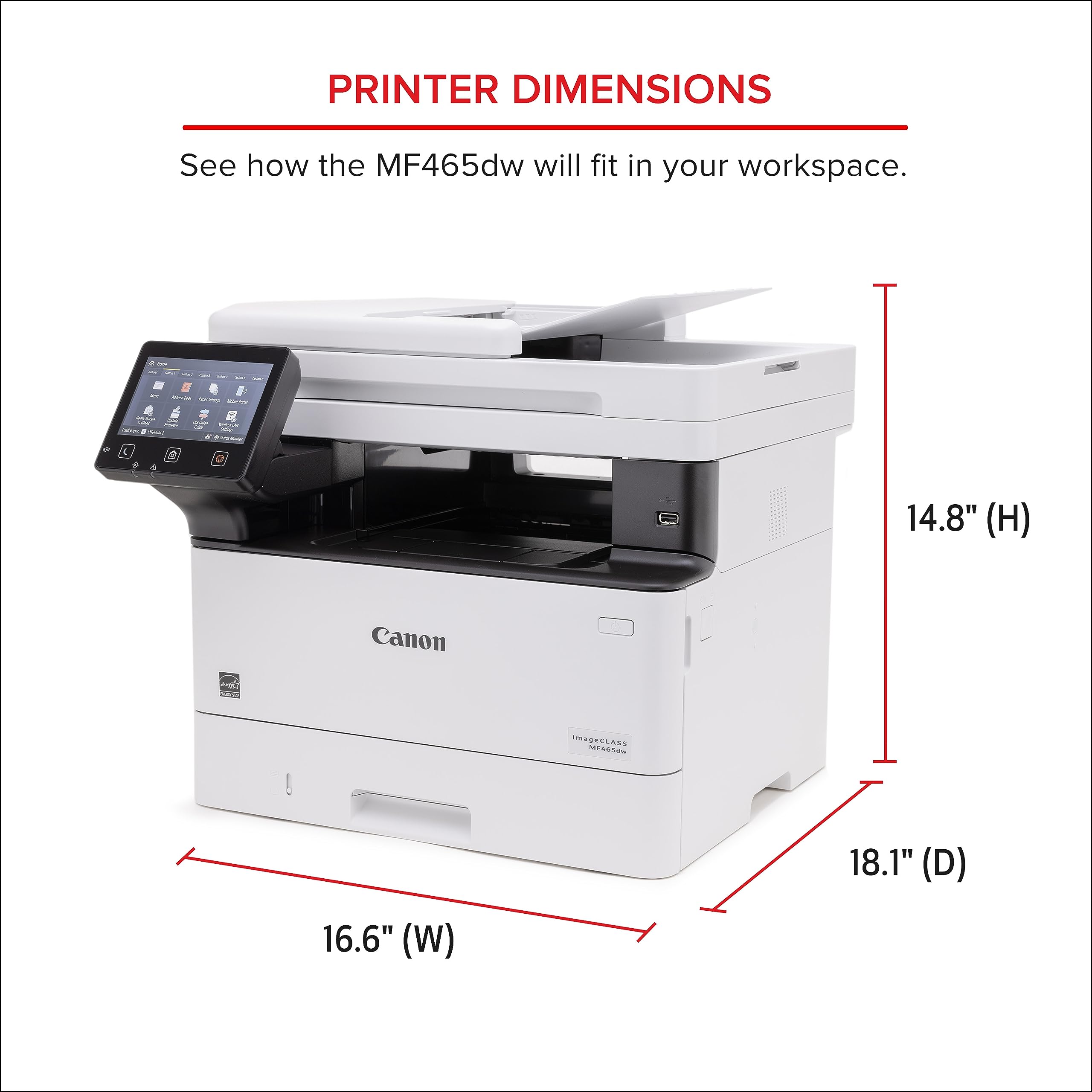 Canon imageCLASS MF465dw - All in One, Wireless, Mobile Ready, Duplex Laser Printer with Expandable Paper Capacity and 3 Year Limited Warranty,White
