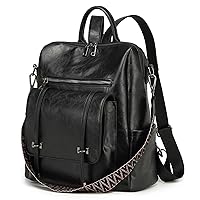 KOOIJNKO Fashion Backpack Purse for Women, Shoulder Handbag Daypack Convertible Design, B-Black