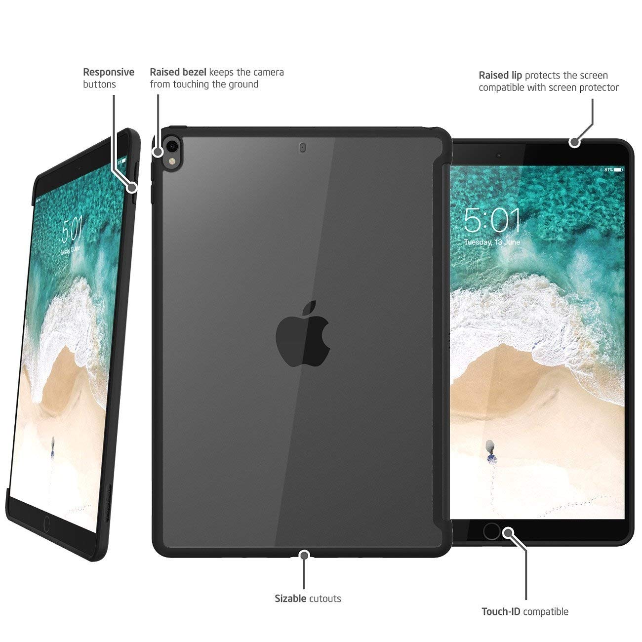 Cover For Apple IPAD Pro 2017 And IPAD Air 3 2019 IN 10.5 Inch Clear Case  Clear
