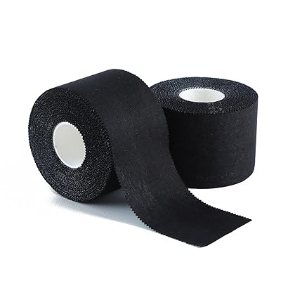 popbob (2 Pack Black Athletic Sports Tape 2 Inch x 15 Yards, Very Strong Adhesive and Hypoallergenic Breathable Cotton Sports Tape for Bats, Tennis and Boxing