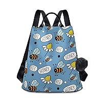 ALAZA Honey Bees Flowers Blue Backpack Purse for Women Anti Theft Fashion Back Pack Shoulder Bag