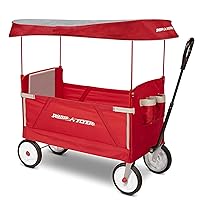 Radio Flyer 3-in-1 EZ Fold Wagon; Red Folding Wagon with Canopy; Collapsible Wagon for Kids, Cargo, & Garden