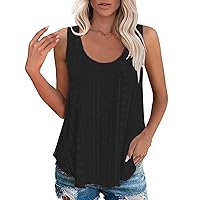 Womens Tank Tops Sleeveless Eyelet Embroidery Scoop Neck Loose Fit Casual Summer Flowy Shirts 2024