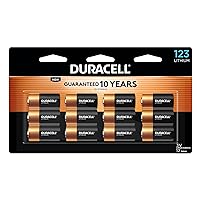 Duracell CR123A 3V Lithium Battery, 123 3 Volt High Power Lithium Battery, Long-Lasting for Home Safety and Security Devices, High-Intensity Flashlights, and Home Automation, 12 Count (Pack of 1)