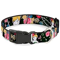 Buckle-Down Plastic Clip Collar - Tinker Bell Poses/Sleeping Floral Collage - 1.5