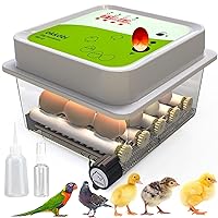 OBI-12 Egg Incubator for Hatching Chickens, Ducks & Other Birds + New 2024 + Automatic Egg Turner + Temperature Control + Humidity Display + Integrated Egg Candler + 5 Year Warranty
