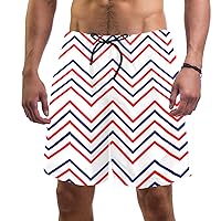 Nautical Travel Stripe Men's Short Casual Drawstring Summer Beach Shorts for Men