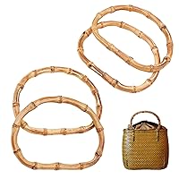 CHGCRAFT 4pcs Wooden D-Shaped Bamboo Bag Handle Replacements Handmade Bag Purse Making Handles for Bag Beach Bag Handbags Straw Bag Purse Handles Crafting, 4.1×5.6inch